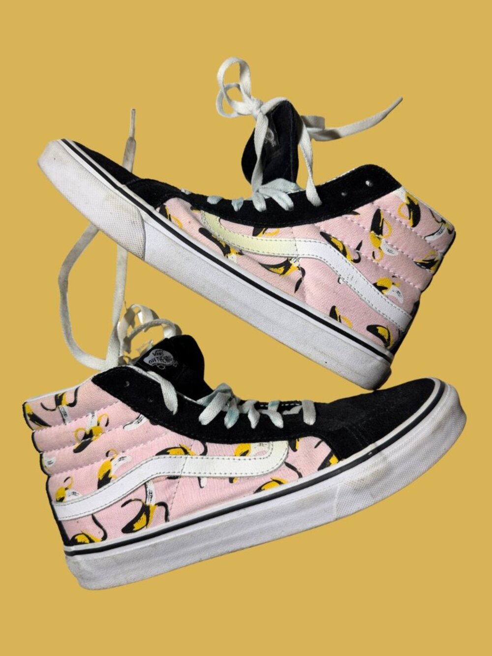 Vans Sk8-Hi Bananas Print Pink High Top Sneakers Women's 8.5